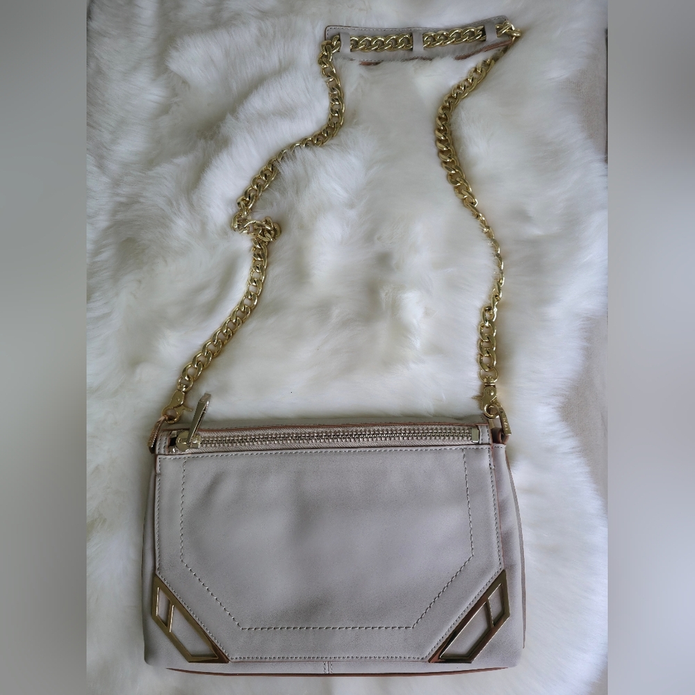 ​Botkier Valentina Beige Nude Leather Crossbody Bag Gold Chain Strap NYC Indie